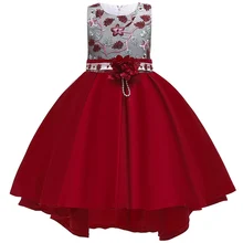 Детские платья для девочек; элегантные вечерние платья с атласной вышивкой для малышей; платье для девочек на свадьбу; платье принцессы; костюм-смокинг для девочек