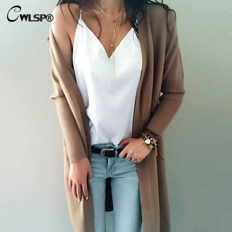 CWLSP 2018 Autumn Winter Cardigan Sweater For Women Female Faux Cashmere With Packet Korean Pull Femme Woman Clothes QZ3133