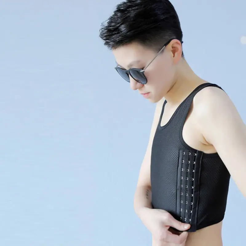 Women Skinny Lesbian Underwear Short Bustiers Corsets Hook Strengthen Mesh FTM Breathable Binders Sports Plus Size M-5XL BAY-157