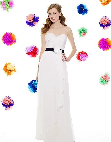 

country style dress new years eve dress Chiffon A-line Sweetheart open back natural waist flowers Floor Length bridesmaid dress