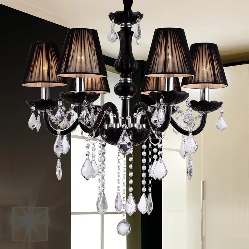 Черная хрустальная люстра для домашнего освещения lustre de cristal спальни кухни