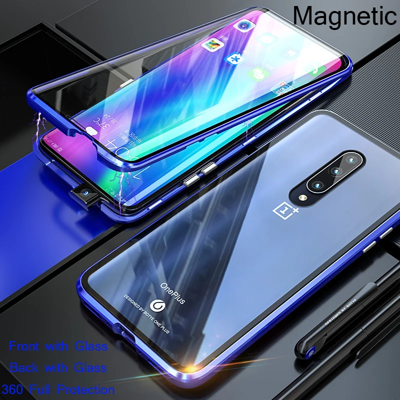

For Oneplus 7 Pro Magnetic Case 1+7 360 Front+Back double-sided 9H Tempered Glass Case for Oneplus 6T 1+6 Metal Bumper Case