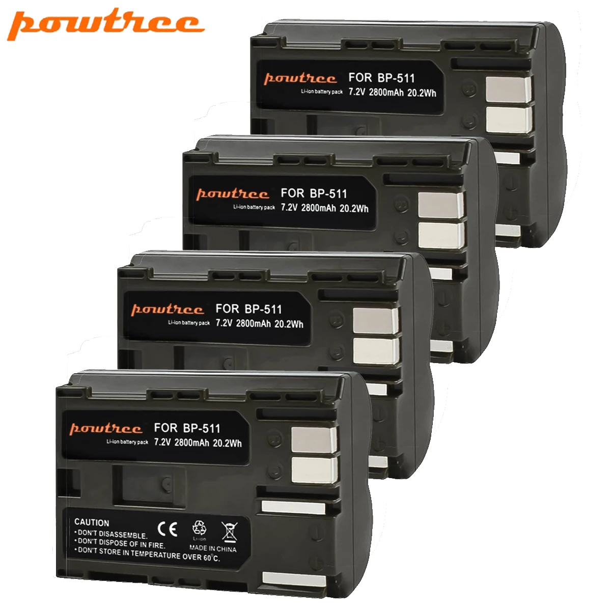 Powtree 2800 мА/ч BP-511 BP-511A BP 511A для Камера Батарея BP511 511 цифровой однообъективной