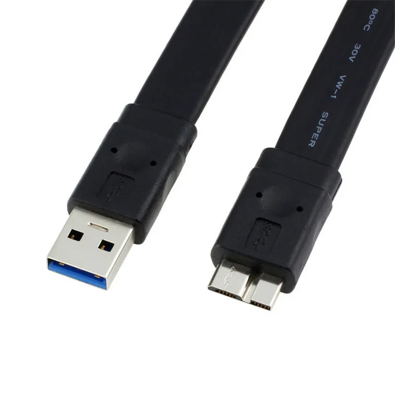 

High Speed 5GB USB 3.0 A Male to USB 3.0 Micro B Male Flat Cable for Note3 S5 Thinkpad 8 SSD 30cm/60cm/100cm/150cm/300cm