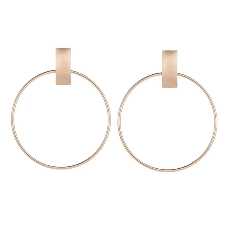 Woman New Gold Silver Ring Earrings Round Ring Earrings Exaggerated Versatile Hollow Ring Business Female Earrings - Окраска металла: Золотой цвет