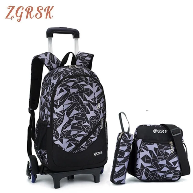 

Trolley Schoolbag Luggage Book Bags Backpack Latest Removable Children Japanese School Bag Bags With 2/6 Wheel Stairs