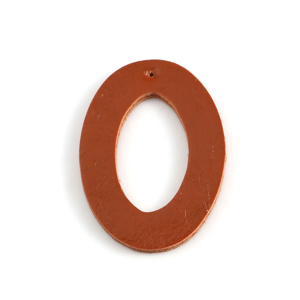 

DoreenBeads PU Leather Pendants Geometric Oval Rectangle Hollow Brown Color Jewelry Findings Accessories Wholesale, 50 PCs