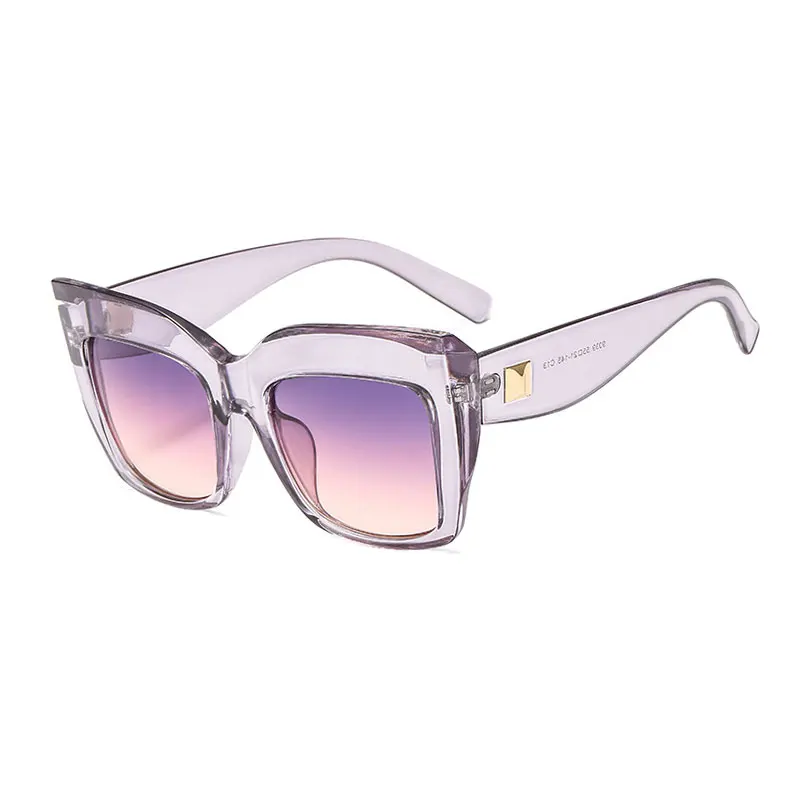 HUHAITANG, негабаритные Квадратные Солнцезащитные очки для женщин, роскошный бренд, модные солнцезащитные очки, Ретро стиль, негабаритных размеров, высокое качество, солнцезащитные очки для мужчин - Цвет линз: gray pink