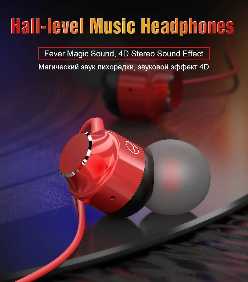 Hisomone Magnetic Wired Earbuds Headphones 3.5MM Metal In-Ear Headset HIFI Sport Earphones With Mic Stereo For iPhone Xiaomi