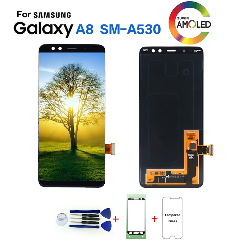 Скидка Оригинальный AMOLED для samsung Galaxy A8 SM A530F дисплей ЖК экран Замена для samsung A8 SM A530N A530W ЖК дисплей модуль