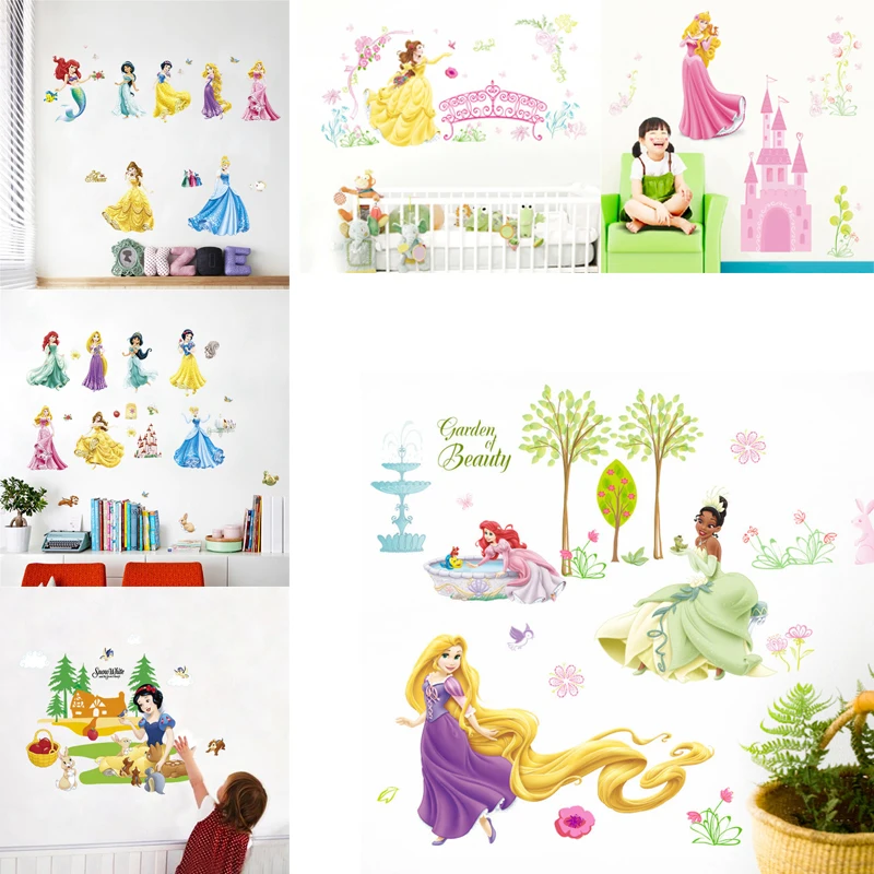 

Cartoon Princess pumpkin car Castle Height Measure Wall Sticker Kids Room Children Bedroom Decor Christmas Birthday Decoration