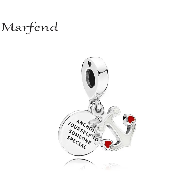 

Marfend Authentic 925 Sterling Silver Heart Enamel Anchor of Love Hanging Bead Charm Fit Marfend Bracelets DIY Charms Jewelry