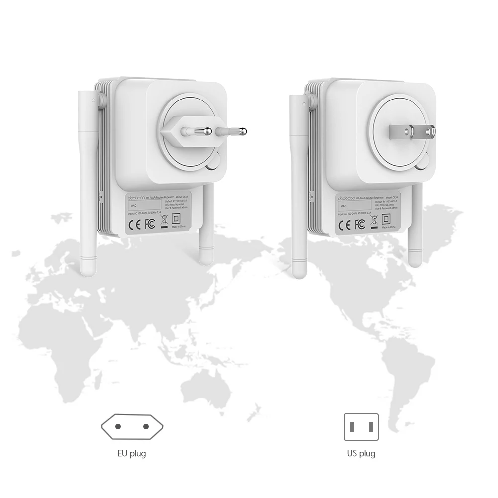 Dodocool N300 мини WiFi ретранслятор/маршрутизатор/точка доступа WiFi расширитель диапазона с 2 внешними антеннами WPS защита ЕС/США штекер
