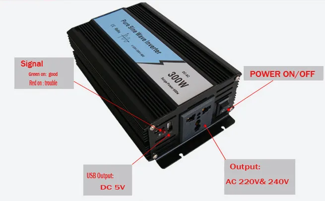 Новое поступление чистая синусоида автомобильный инвертор 300 Вт DC 12 В к AC 220 В 240 В Мощность инверторы конвертер
