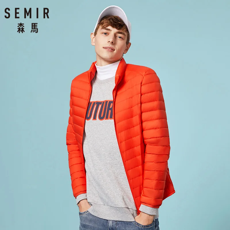 SEMIR 2018 Down Jacket Men Winter Portability Warm 90% White Duck Down Hooded Natural Fur Collar Man Down Coat Waterproof Men