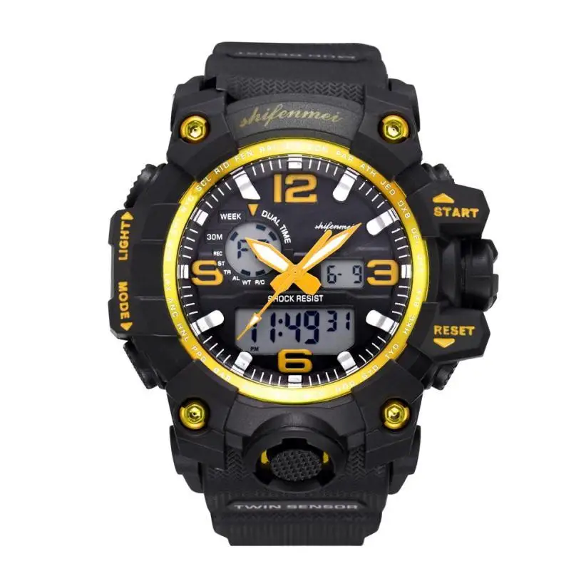 

SALE Big Dial Men's Double Display Digital Military Sport Quartz Watches Mountaineering Waterproof Electronic Watches clock xfcs