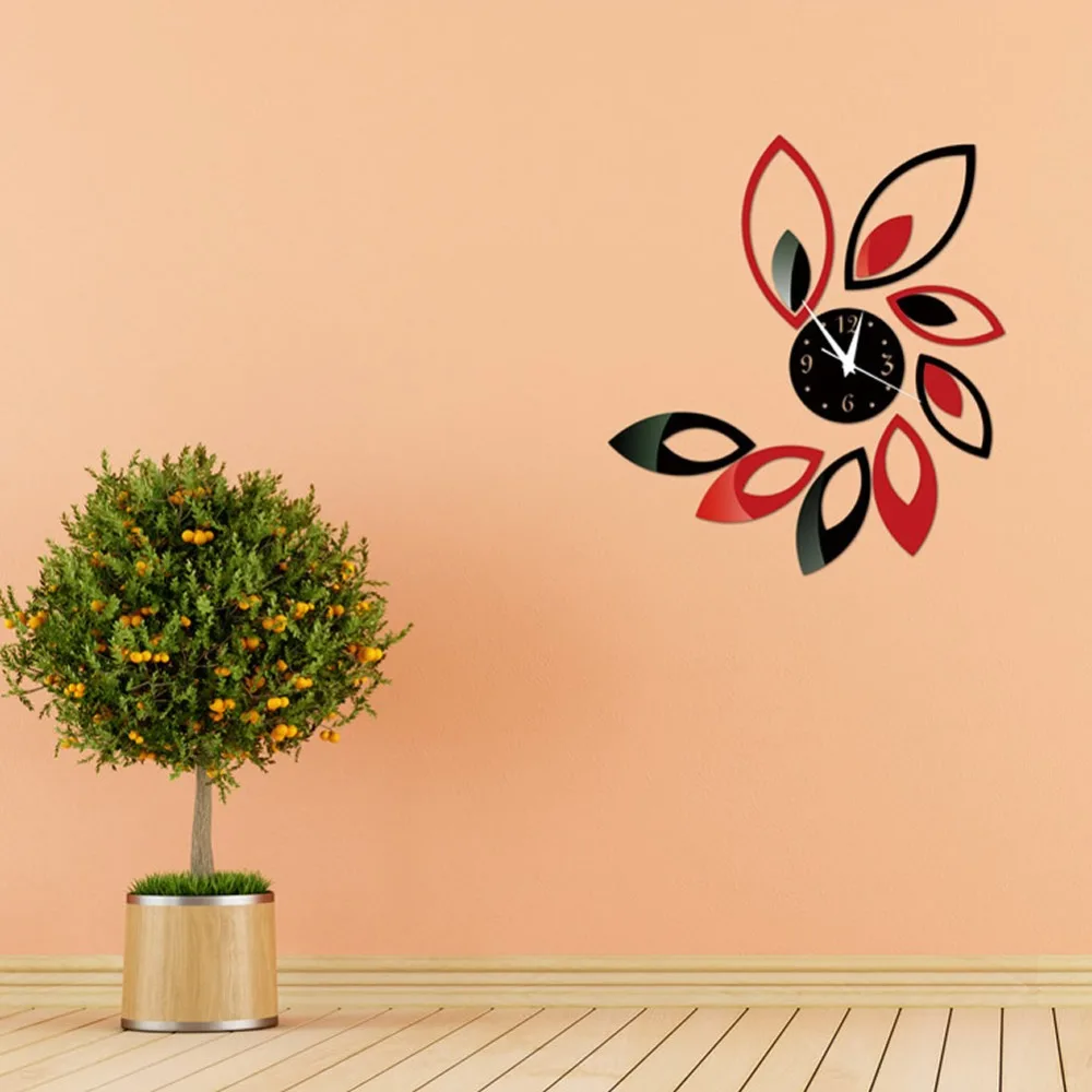 3D часы Lotus DIY художественное акриловое зеркало настенный стикер ТВ фон украшение