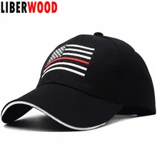 LIBERWOOD тонкая красная линия США американская бейсболка с флагом унисекс шляпа поддержки пожарные черные 6 Панель регулируемые шляпы оператора