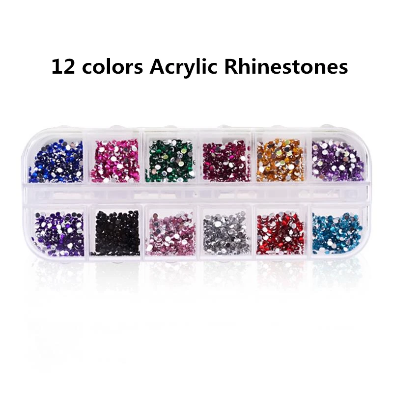 

2500pcs 2mm Rhinestones Nails Accessoires Acrylic Round Colorful Glitters DIY Crystal Nail Art Decorations