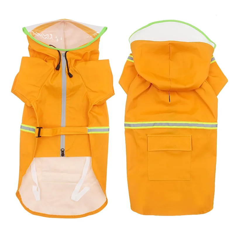 Pet Dog Raincoat Reflective Waterproof Clothes For Medium Large Dogs Golden Retriever Labrador Hooded Impermeable Rain Coat