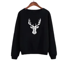 Fashion Hoodies Black White Christmas Harajuku Deer Graphic Printing Crewneck Sweatshirt Womens Tops Expecto Patronum Sayings christmas santa graphic pompon embellished sweatshirt