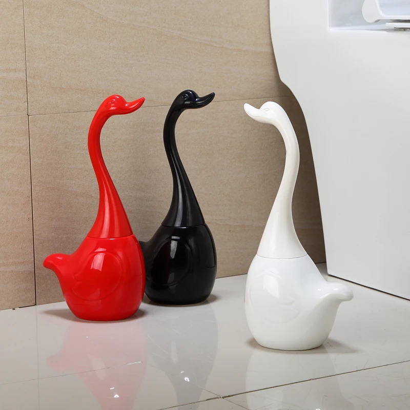 

Hot Sale ceramic Plastic High quality Swan toilet brush holder Creative bathroom Funny Household Cleaning Tool cleaning brush