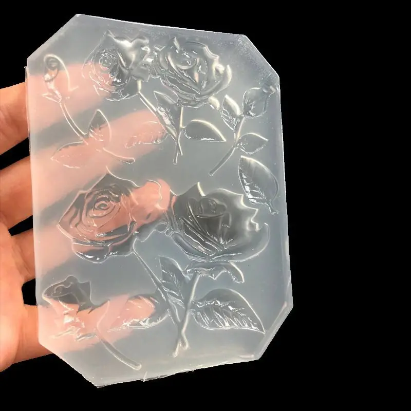 ANGELADY 1 шт. новое зеркало DIY ручной работы УФ кристалл эпоксидной формы с листьями большая Роза ювелирные изделия, подвески, аксессуары