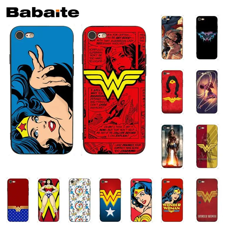 Babaite Wonder Woman Superman Justice League DC Comics Black Phone Case for iPhone 8 7 6 6S Plus X XS MAX 5 5S SE XR 10 Cases