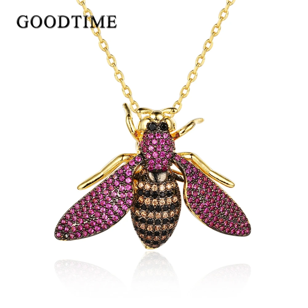 

High Quality Retro Bee Insect Rhinestone Pendants Necklaces for Women Clothes Accessories Fashion Bee Pin Jewelry Christmas gift