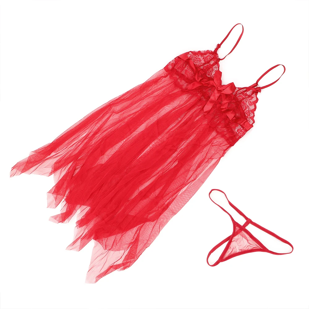 IKOKY сексуальное женское белье Babydolls сорочка Ночная рубашка Кружева Тедди Эротическое белье интимные игрушки для женщин прозрачная Экзотическая одежда - Цвет: Красный