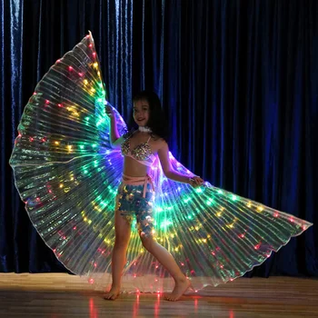 

Girls Luminous Colored Light ISIS Angel Wings Led Butterfly Belly Dance Costume for Kid Bellydance Performance Dancing Accessory