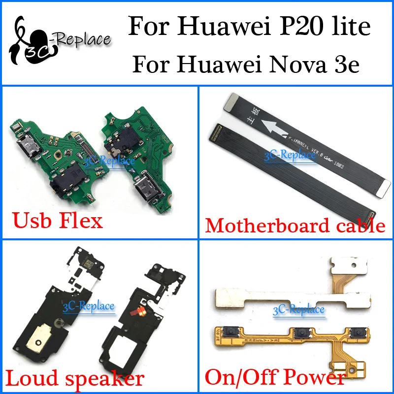 Для Huawei P20 Lite ANE-L01 ANE-LX3 ANE-L23/Для Nova 3E Usb гибкий кабель материнской платы громкий