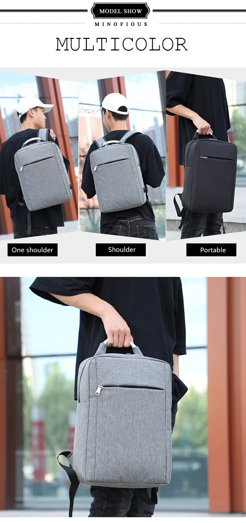 Minofious moda masculina computador portátil mochila mochilas
