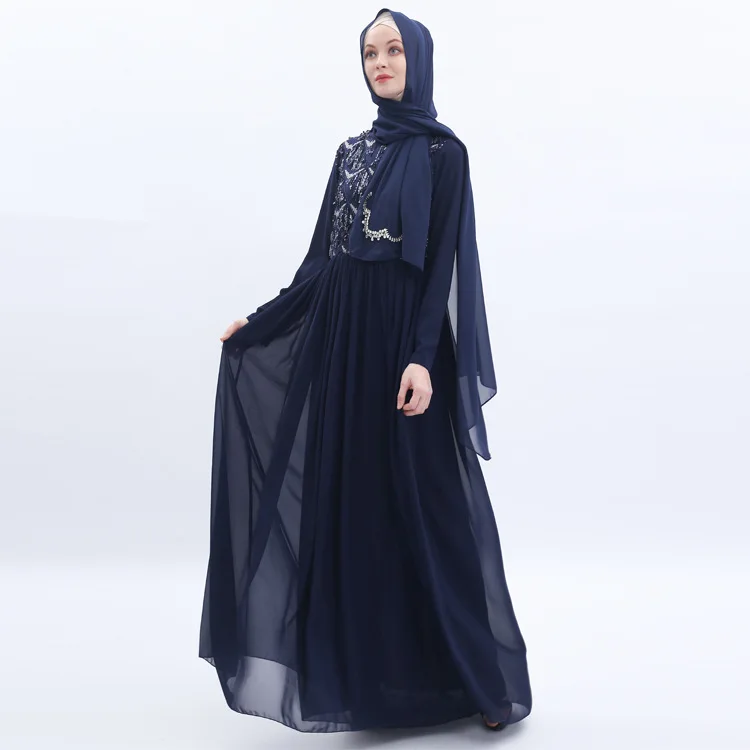 Мусульманское платье с блестками Eid abaya хиджаб с бахромой формальный шифоновый кафтан кимоно халат Оман Ближний Восток Рамадан Исламская