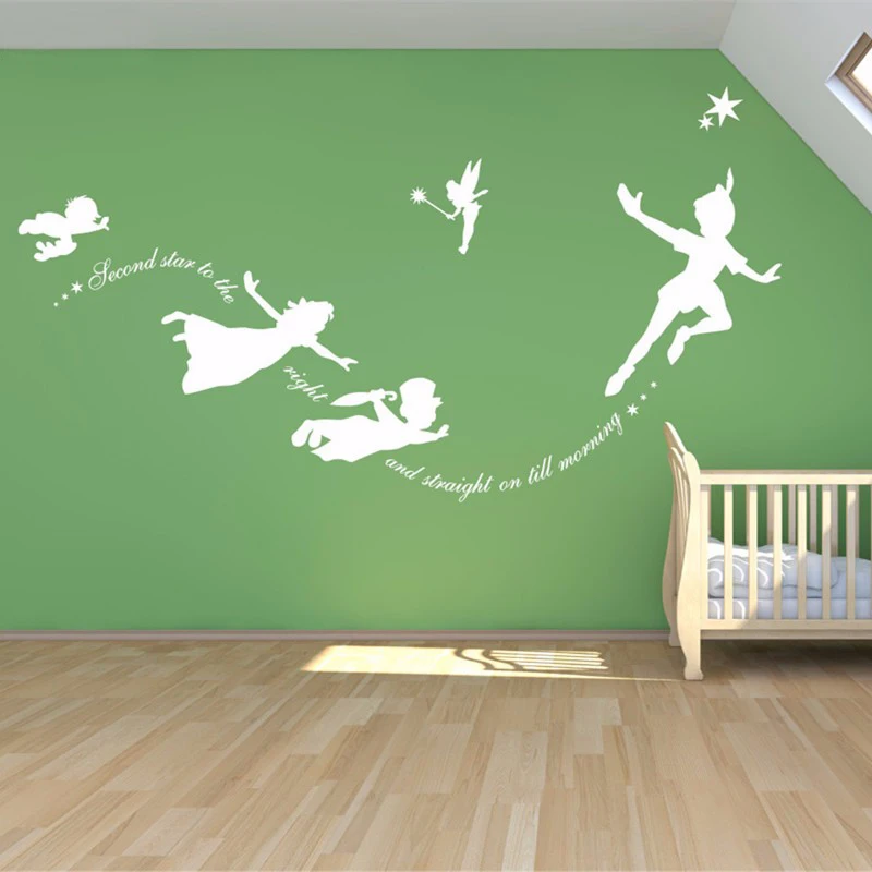 preço Peter Pan relógio de Parede Parede Do Quarto Do Berçário Art Mural Decal Adesivos de Vinil Bebê Crianças Adesivos de Parede Decoração do Quarto Dos Desenhos Animados decoração Da Sua casa