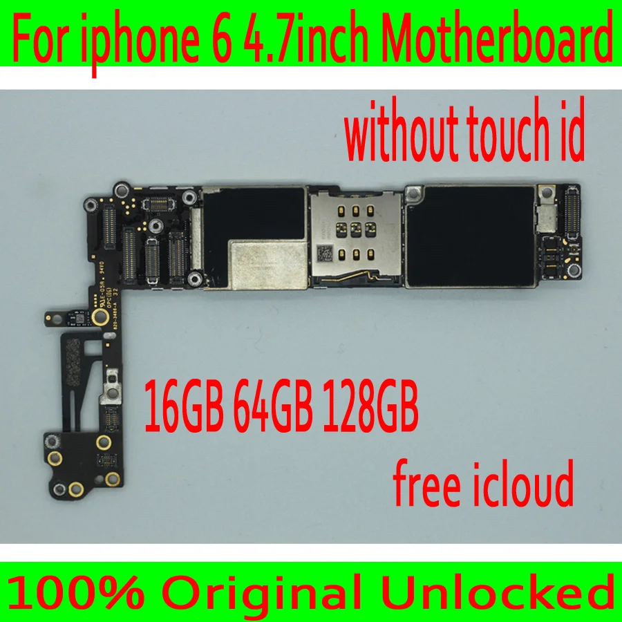 

For iphone 6 4.7 inch Motherboard with Free iCloud,100% Original unlocked for iphone 6 Mainboard without Touch ID with IOS Syste