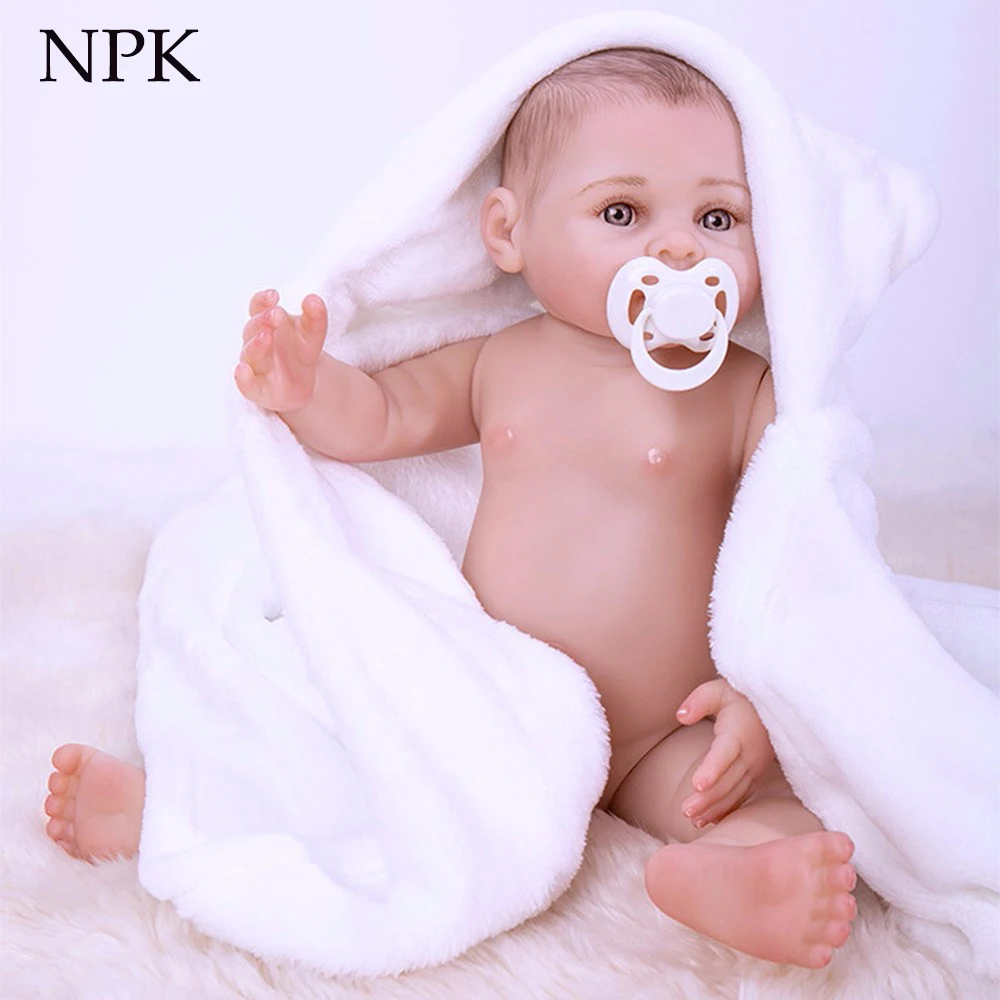 

NPK 43cm 100% Full Silicone reborn baby doll toy like real 17inch soft body newborn babies doll Bebes reborn girls bonecas gift