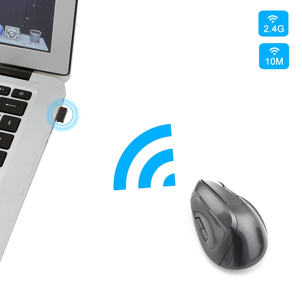 Wireless 2.4G Vertical Mouse Rechargeable Ergonomic Optical USB Mice 1600 DPI Computer Gaming Mause For Xiaomi Laptop PC Gamer