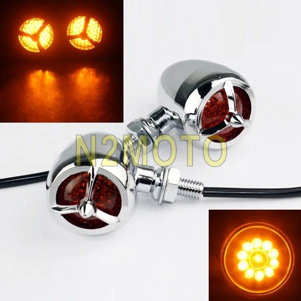

Chrome Bullet LED Motorcycle Flasher Blinker Indicator Light Turn Signal For Sportster Bobber Chopper