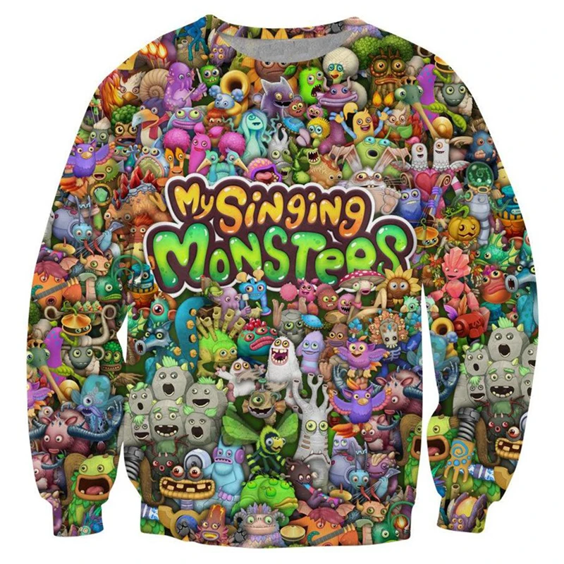 

New My Singing Monsters Character Collage Sweatshirts print 3d Men Women Pullovers Long Sleeve sweats Unisex Outerwear Plus size