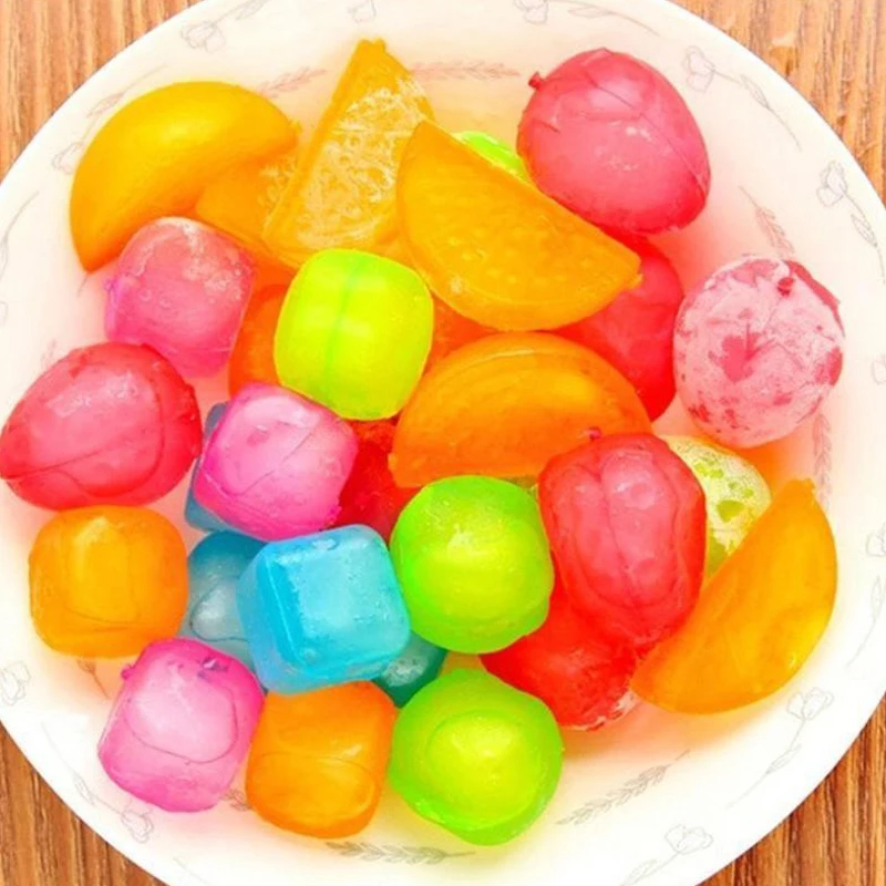 

6pcs/ lot Square/Fruit Shaped Ice Cubes Plastic Reusable Multicolour Ice Cube Physical Cooling Tools Party Tool