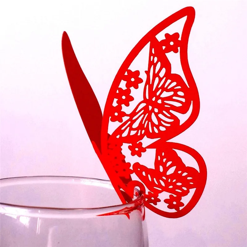 

25 pieces/lot Butterfly Laser Cut Paper Place Card / Escort Card / Cup Card/ Wine Glass Card For Wedding Party Decoration June14