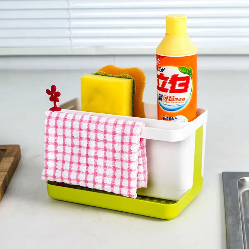 FHEAL Kitchen Draining Storage Rack Sink Sponge Cleaning Brush Towel Holder Utensils Storage Shelf Bathroom Organizer Rack (5)