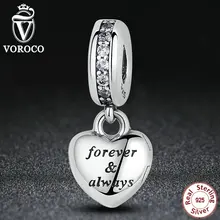 VOROCO Regalo de Cumpleaños 925 de Plata de ley con Mi Bella Esposa Clear CZ Del Corazón de Los Encantos cupieron Las Pulseras Pandora Joyería S321