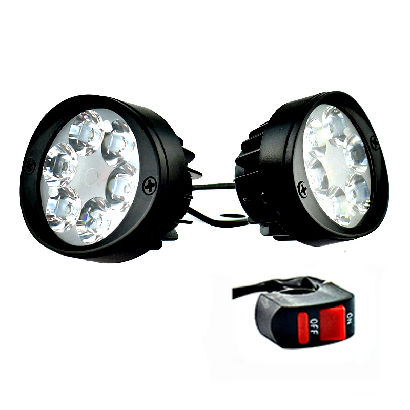 2pcs Motorcycle Spotlight Headlights 12v Led 3000lm Moto Side Mirror