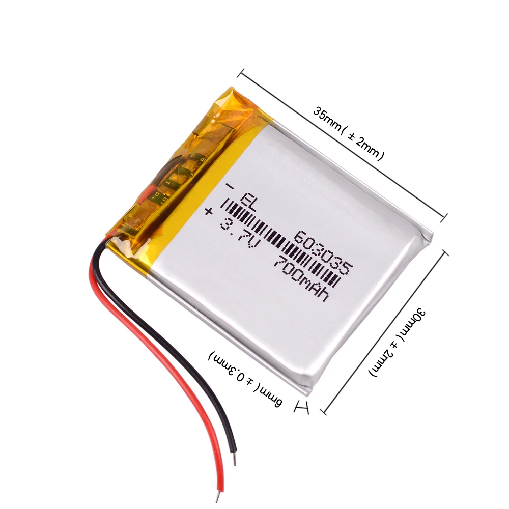 Солнце E worksPolymer аккумулятор 700 mah 3,7 V 603035 литий-ионная батарея в видеомагнитофон dvr bluetooth колонка