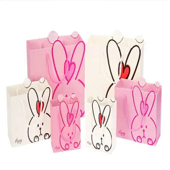 

3pcs Cute Creative Rabbit Paper Bag Baby Full Moon Birthday Gift Bag For Wedding Birthday Party Jewelry Paper Bags