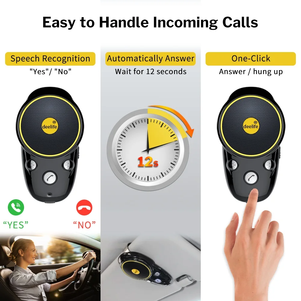Deelife Громкая связь Bluetooth автомобильный комплект Солнцезащитный козырек динамик