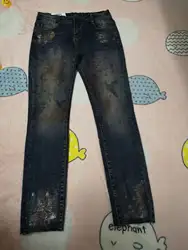 2018 новый модный принт джинсы Для женщин сексуальные брюки карандаш тонкие эластичные узкие брюки Fit Lady джинсы A311