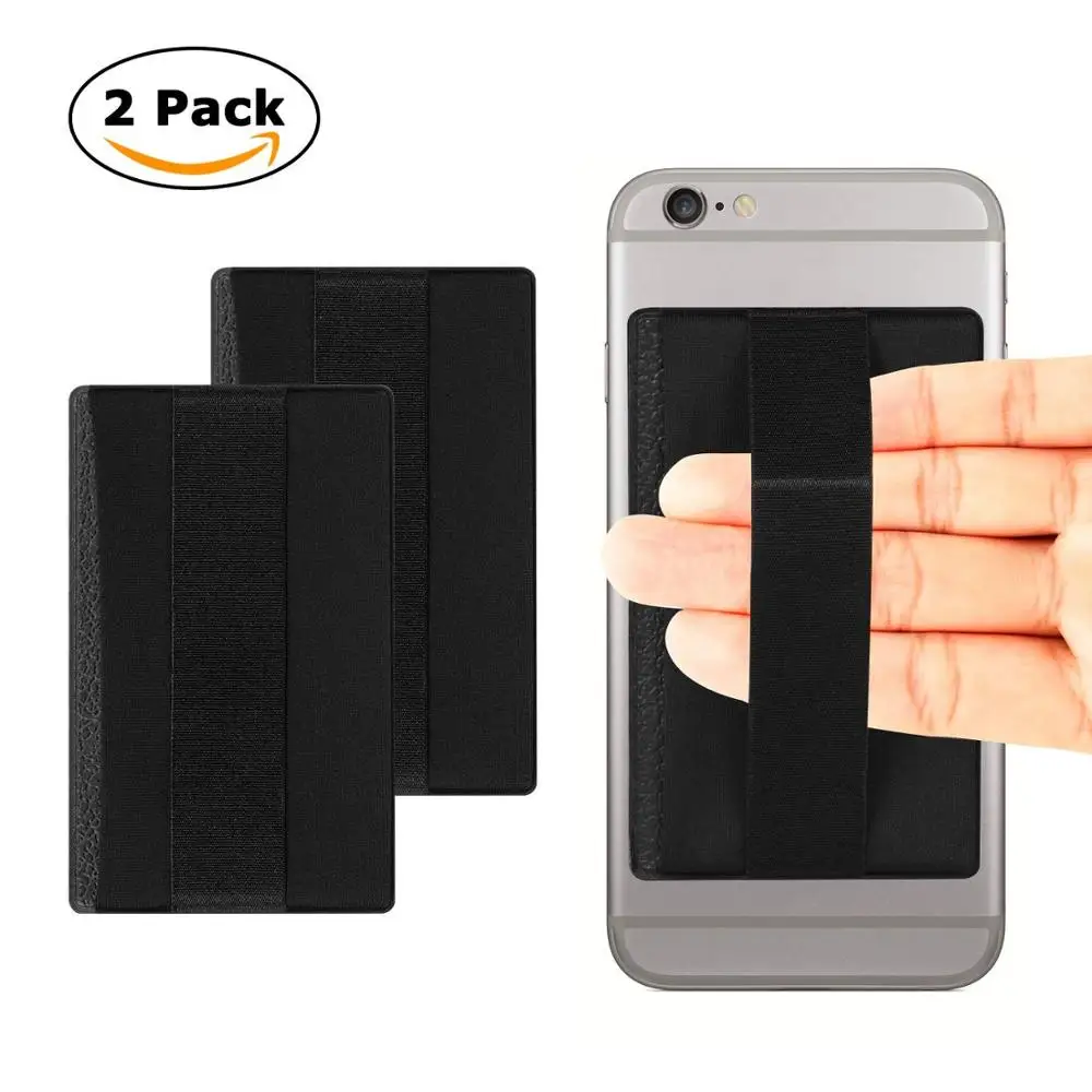 

Two Pack Card Holder for Back of Phone,Phone Wallet Stick On by 3M Self Adhesive, Black Phone Pocket for Credit Card